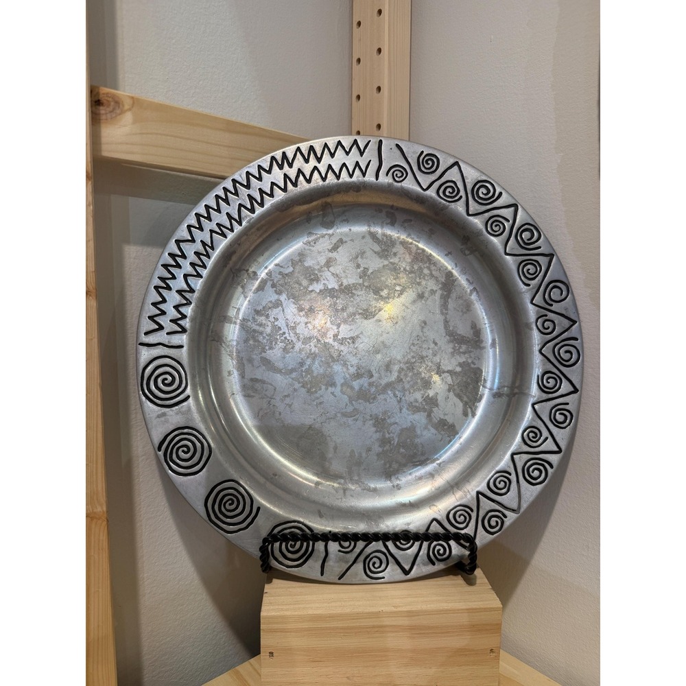 Vintage Wilton Armetale Reggae Large Platter Aluminum Serving Tray 90s y2k